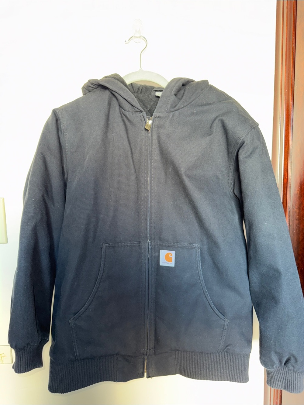 Carhartt Kids Black Hooded Full-Zip Puffer Jacket